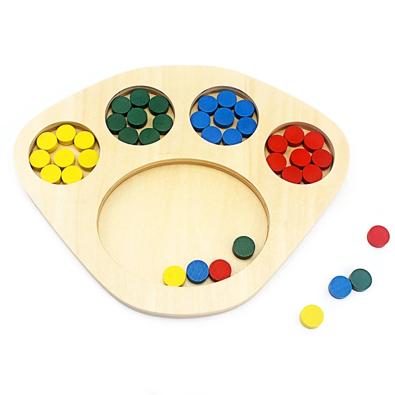 Toddler Montessori Color Sorting gioco da tavolo giocattolo per bambini in legno per bambini colori e forme round gioco educativo di smistamento dei colori