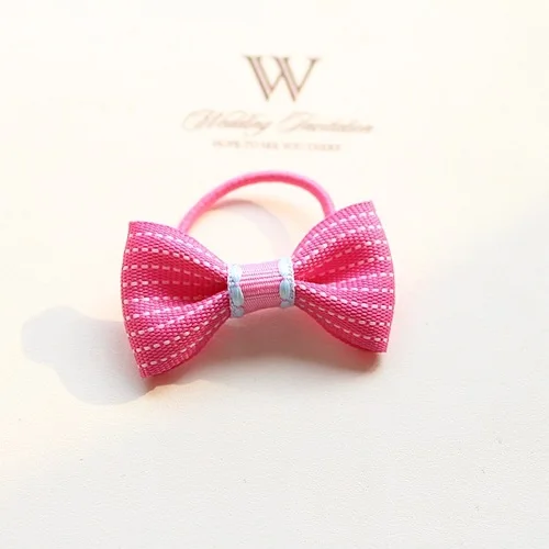 Boutique 40pcs Fashion Cute Hair Bow Hair Ties Solid Color Mini Bowknot Elastic Hair Bands Princess Headwear Hair Accessories