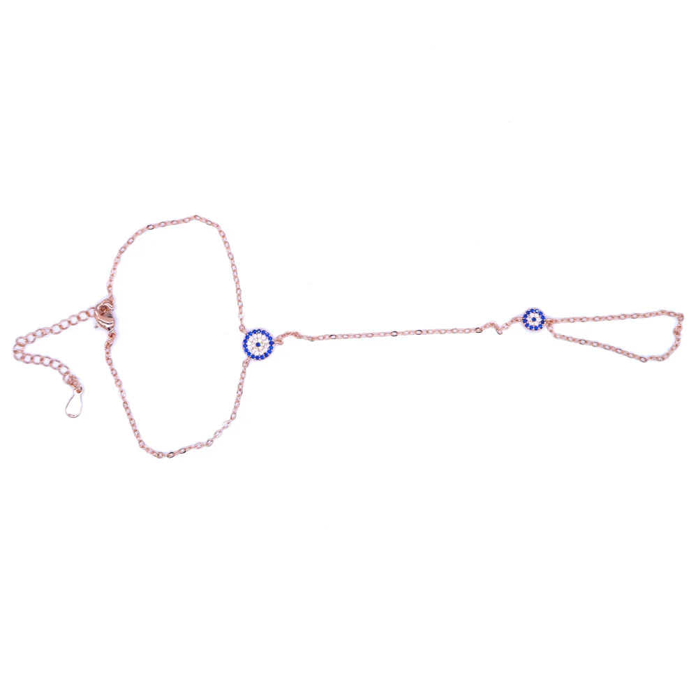 fashion women jewelry rose gold silver color slave bracelets evil eye charm delicate chain hand bracelet