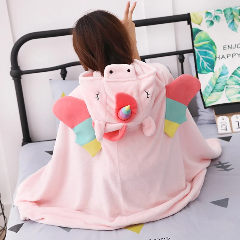 

Cute Pink Unicorn Blanket Soft Plush Toys Kawaii Animal Doll Office Sofa Sleeping Blanket Christmas Gift For Children Girls