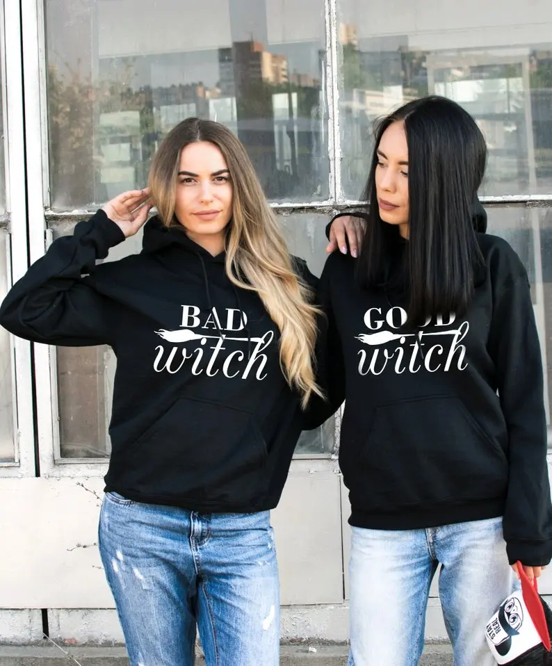 Skuggnas Good Witch Bad Witch BFF Halloween Hoodies Matching Halloween Hoodie Best friend hoodie BFF Clothing Gift For Friend