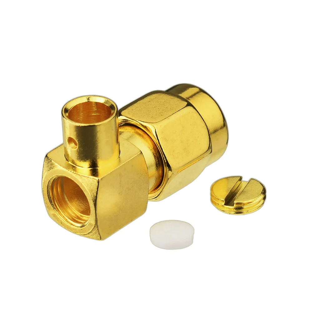 Eightwood 5PCS SMA Solder Plug Male Right Angle RF Coaxial Connector Adapter for Semi-Rigid .141