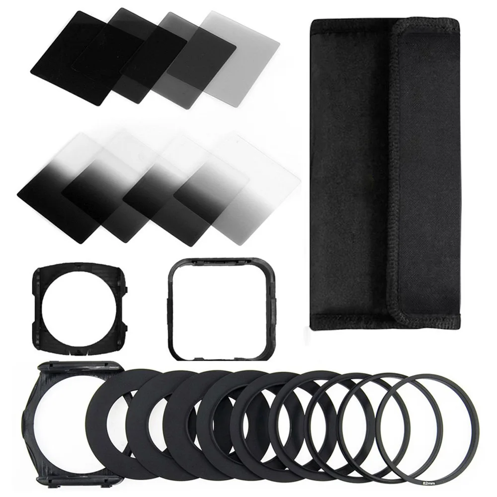 Walkingway Camera Filtro Gradient ND2 4 8 16 Square ND Filter Set Kit Cokin P Series Filter Holder Hood Adapter Rings for DSLR