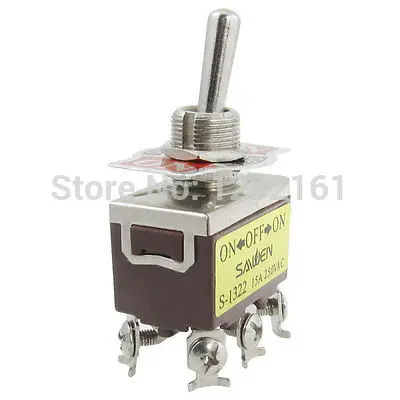 

15A/250VAC вкл/выкл/вкл 3 положения 2P2T DPDT тумблер 6 винтовых клемм 1322
