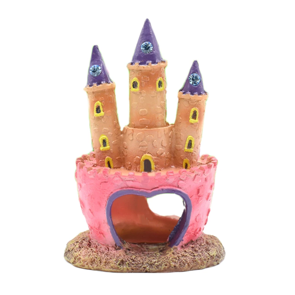 Pink Princess Castle Fish Cave Aquarium Ornament Fish Tank Decoration