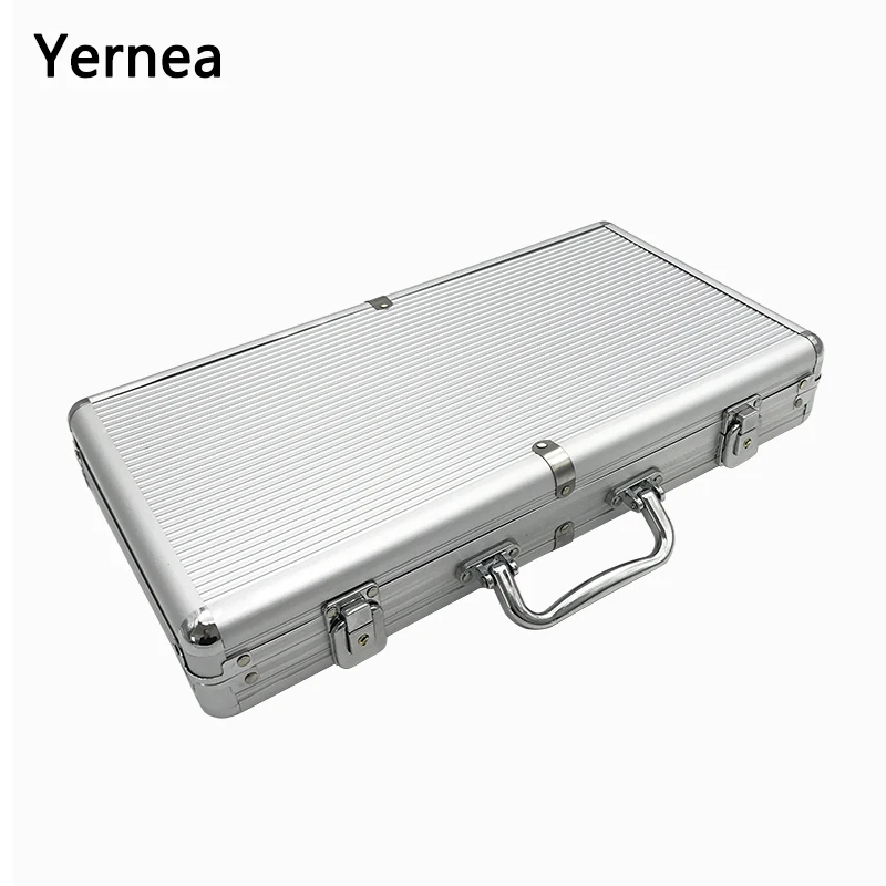 Yernea Hot Texas Playing Card 300 Poker Chips Box High quality Portable Non-slip Mat Aluminum is just a Box Suitcase Chips Box