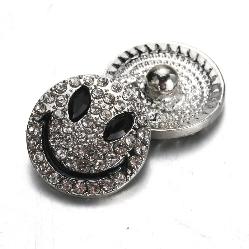 

Smiley face charm Metal Snap Button 18-20mm Rhinestone Button fit Snap Bracelets Bangles snap Jewelry women jewelry