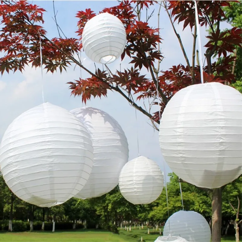 8 - 16 Inch White Chinese Paper Lantern Wedding Children's Birthday Party Baby Shower Hanging Decoration 100 PCS Per Lot