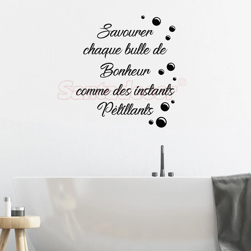 

Sticker-citation Bulle De Bonheur Vinyl Wall Decor Bathroom Wall Art Decal Shower Room Home Decor Poster House Decoration