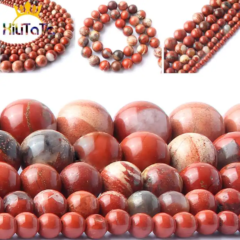 

Natural Red Jaspers Stone Beads Round Loose Spacer Beads 15 Inches 4/6/8/10/12mm For Jewelry Making DIY Bracelet Necklace Charms