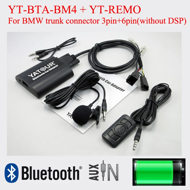 Yatour car audio Bluetooth kit with remote control for BMW trunk connector 3pin+6pin radio