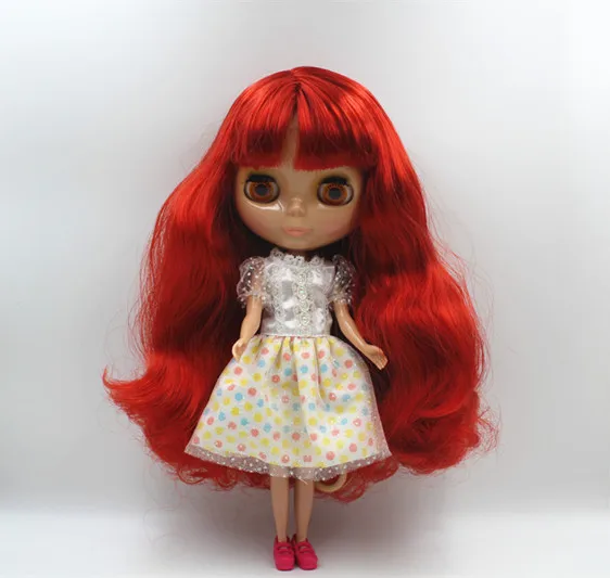 

Blygirl Nude dolls red bangs curly hair ordinary body 7 joints Tan skin DIY dolls can replace the body