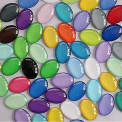 13x18mm Random Mixed Colorful Oval Glass Cabochon Flatback Photo Base Tray Blank DIY Making Accessories By Pair 30pcs K02977