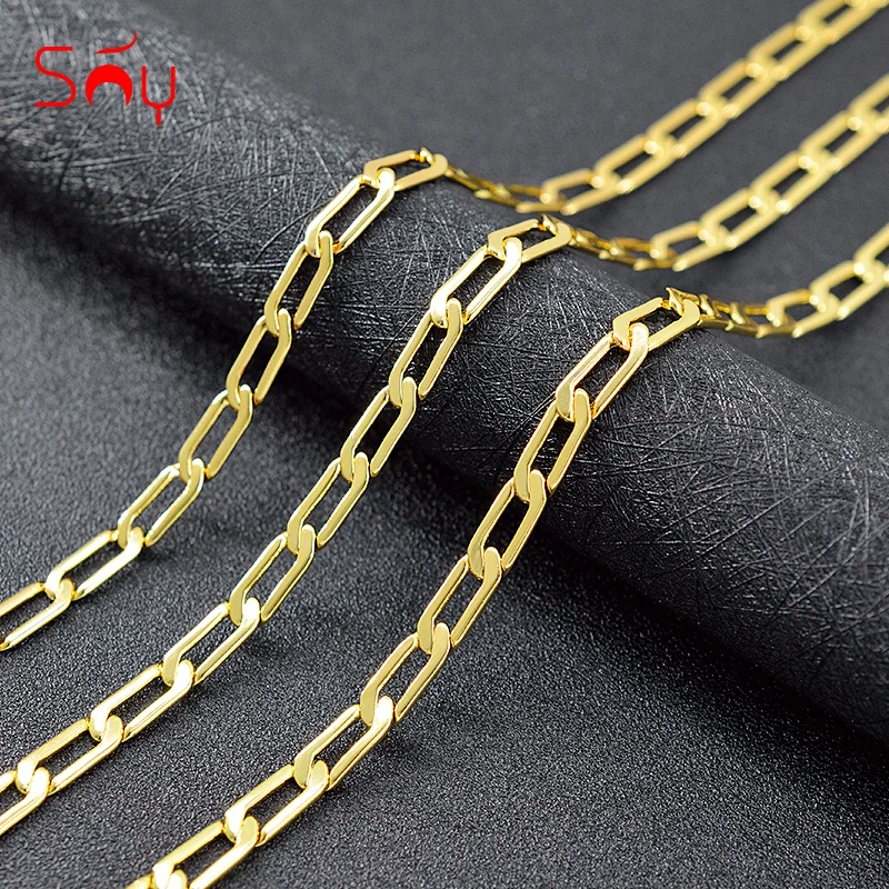 

Sunny Jewelry Curb Link Chain Statement Necklace For Women Men Gold Color Geometric Punk Classic Copper Neck Jewellery Findings