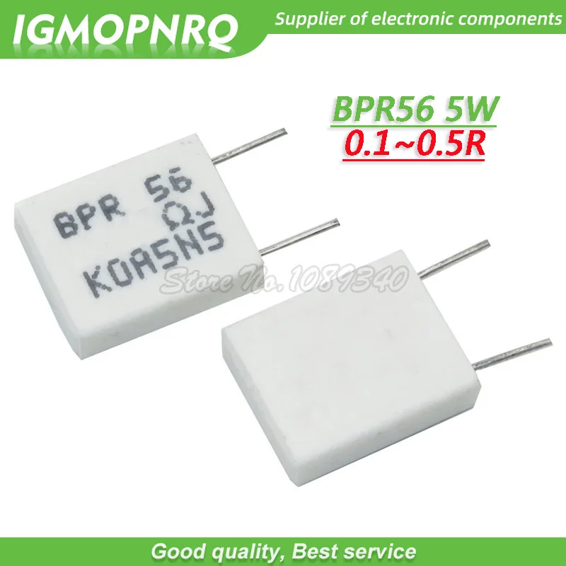 100pcs BPR56 5W  0.1R 0.15R 0.22R 0.25R 0.33R 0.5R Non-inductive Ceramic Cement Resistor 0.1 0.15 0.22 0.25 0.33 0.5 ohm