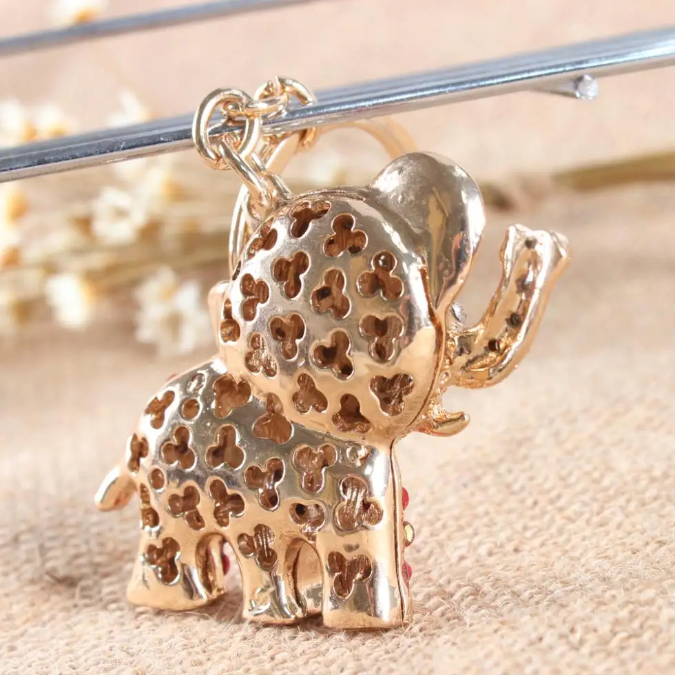 Lovely Elephant Red Crystal Charm Purse Handbag Car Key Keyring Keychain Party Wedding Birthday Gift