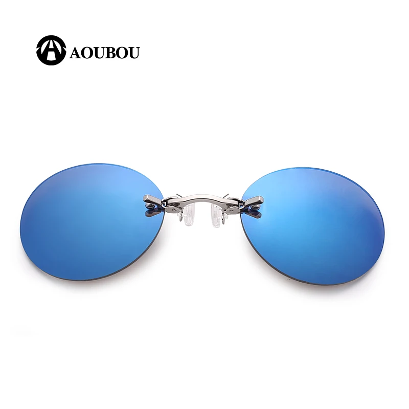 

Polarized Clip On Sunglasses Gafas Men Clip Nose Glasse Retro Round Gafas De Sol Hombre Frameless And Legsless Oculos Feminino