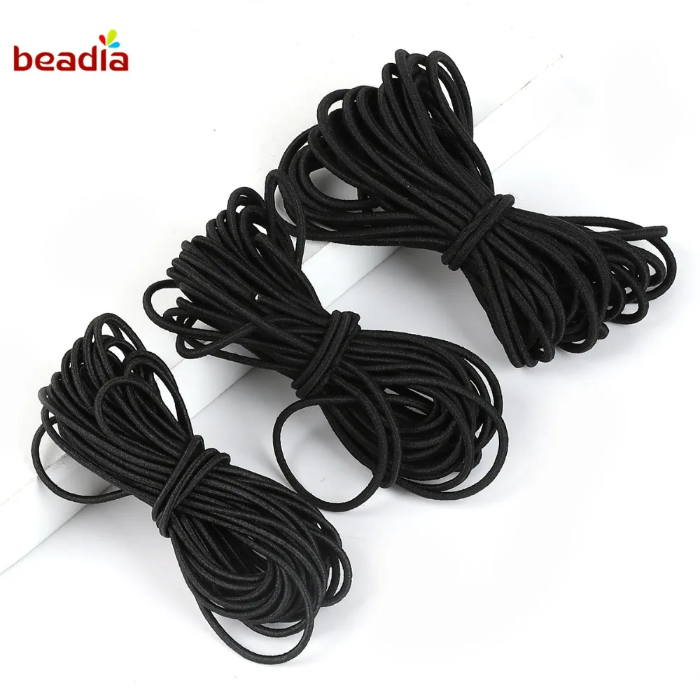 2M/bag Black Multi Size Round Elastic Band Elastic Rope Rubber Band Elastic Line DIY Sewing Accessories