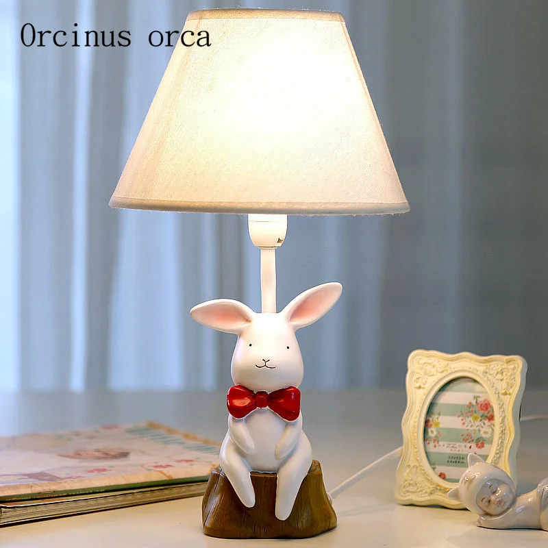 

The small white rabbit lamp warm bedroom bedside lamp dimming creative children's cartoon cute dorm Girls Birthday Gift