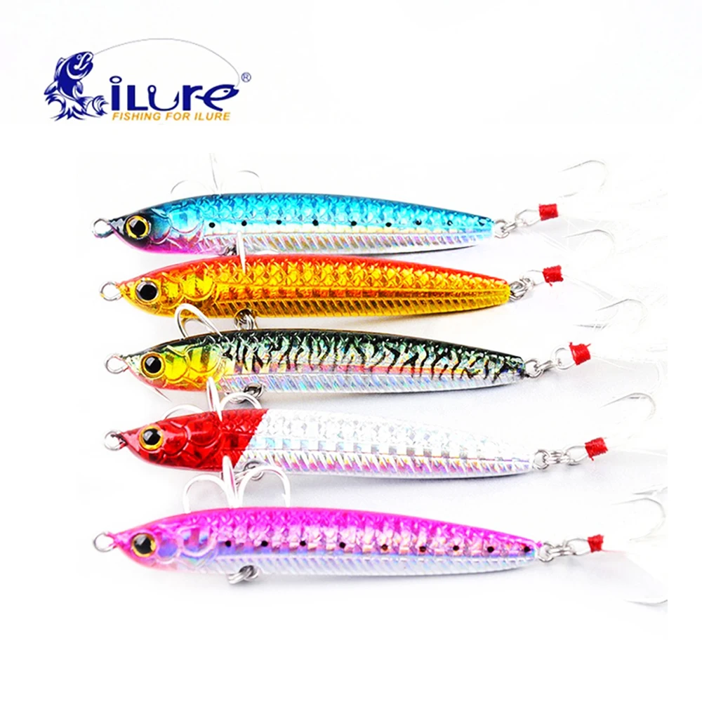 iLure 5pcs/lot Fishing Lure Pencil Bait 20g/30g/40g/50g Lead Fish Metal Jig Spoon Bass Lure Fishing Tackle