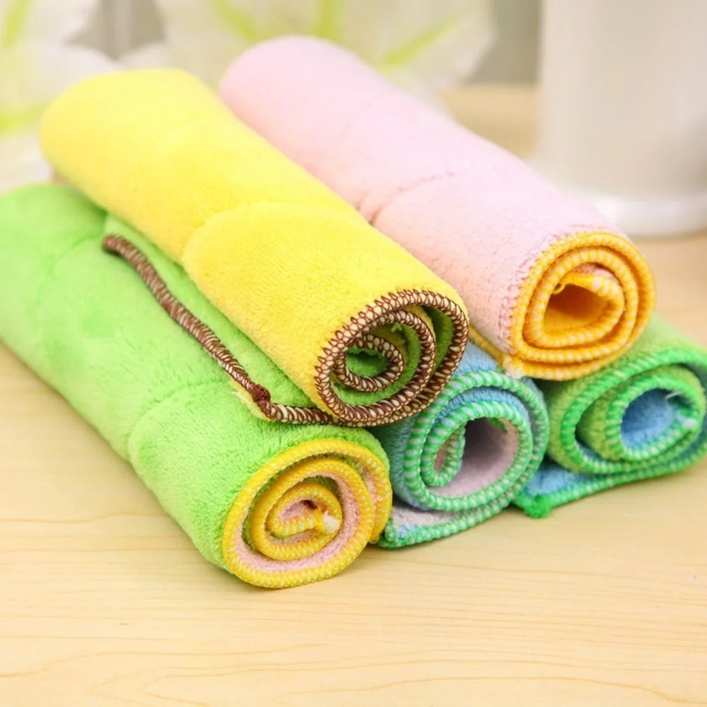 3PCS Bath Towel Kitchen Cleaning Wiping Microfiber Cloth Fiber Kitchen Clean DishDouble Sided Suction Water Thick Cleaning Towel