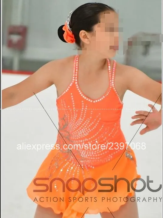 

Ice Skating Dress Girls Figure Skating Dress Yellow Kids Competition Figure Skating Dance Dresses Women 2017 Free Shipping F7