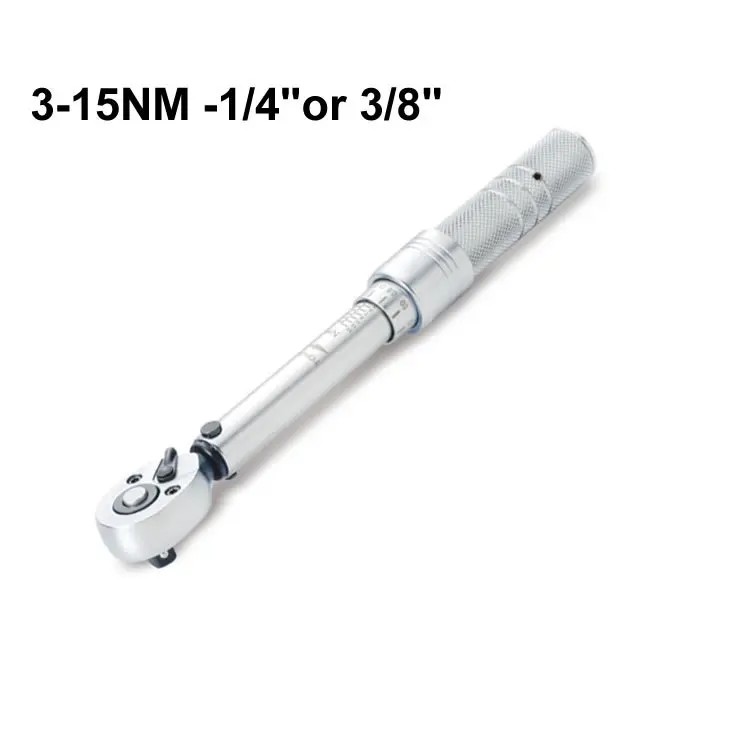 

High precision industrial adjustable mechanical preset torque wrench 3-15NM 1/4 or 3/8inch ratchet head bike repair tolls