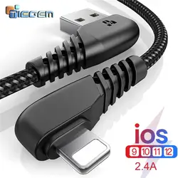 TIEGEM 90 DEGREE USB Cable For14 13 12 11 pro max Xs Xr X SE 8 7 6s plus ipad air mini fast charging cable