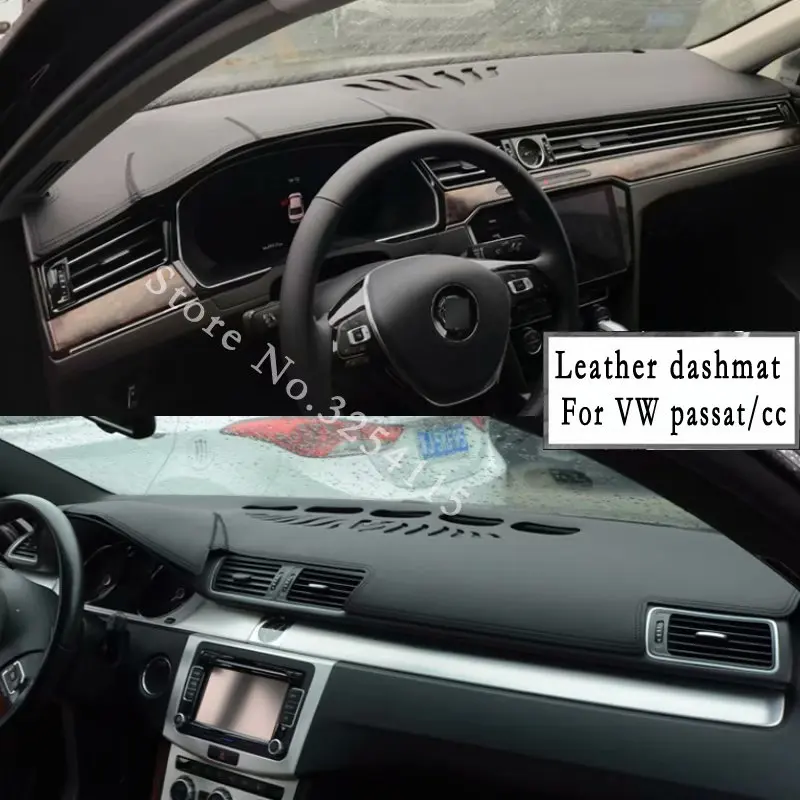 

For Volkswagen Passat CC B5 B6 B7 B8 1998 2006 2017 Leather Dashmat Dashboard Cover Car Pad Dash Mat SunShade Carpet Custom