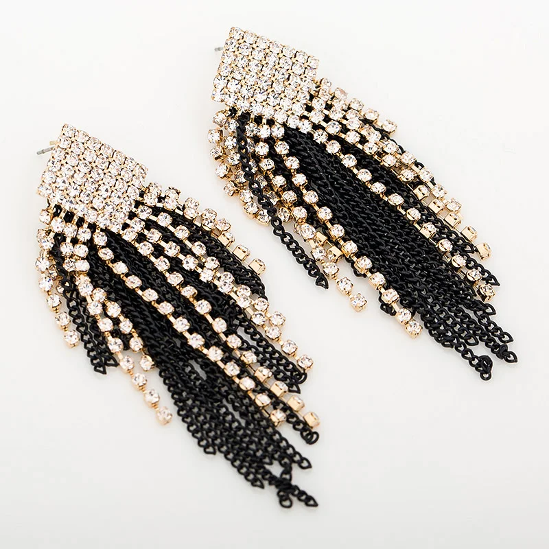 YFJEWE Fashion Luxury Full Rhinestone Tassel Earrings For Women Banquet Rhinestone Earrings Wedding Gifts Wholesale #E098