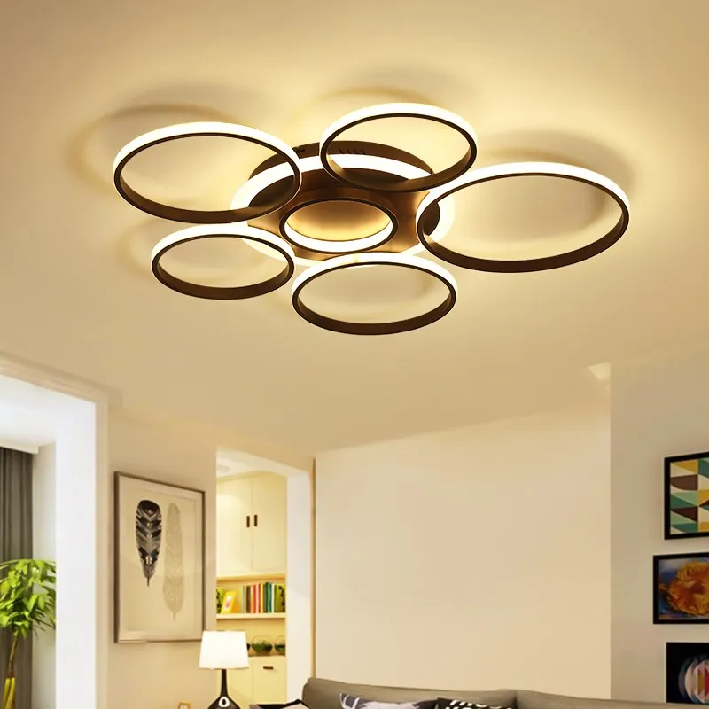 

Round Circle White Chandelier For Living Room Bedroom AC85-265V Modern Lustre Ceiling Chandelier Lamp LED lights with Remote