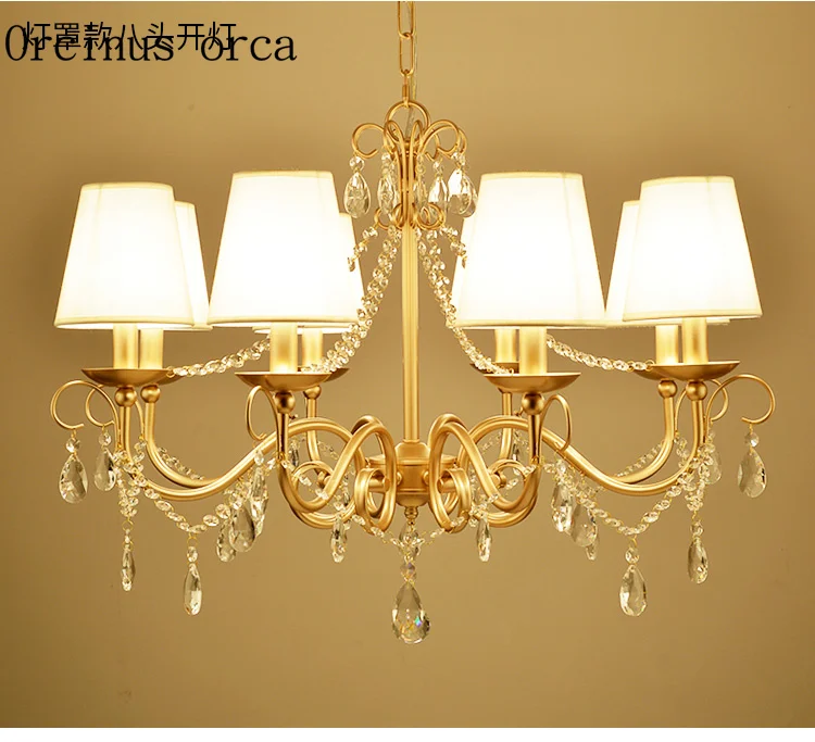 

French luxury gold crystal chandelier living room bedroom European style creative personality LED all copper crystal lamp