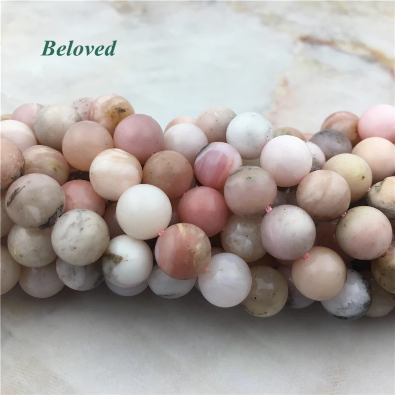 

15.5" Genuine Smooth Round Pink Opal Loose Beads, High Quality Raw Opal Quartz Gems Drilled Bead For Jewelry Making, BG18116