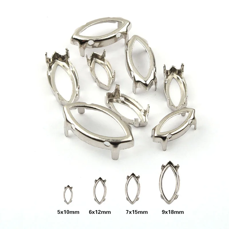 Horse Eye Hollow Claws Crystal 5-18mm Multi Size For Setting Fancy Stone Round Shape Crystal  Beads k Silver Color Hollow Back