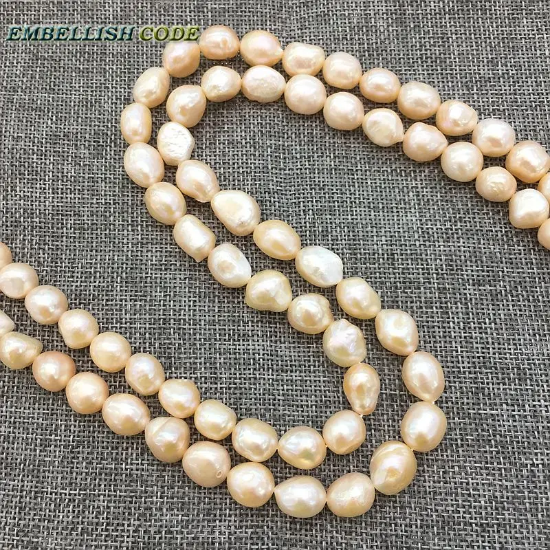 long necklace Peach color Rope knotted twisted style 120cm good sheen semi baroque irregular pearl freshwater pearls for women