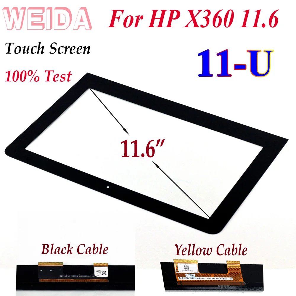 

WEIDA 1366*768 Screen Replacement 11.6" For HP X360 11-u053TU 11U 11-U Series Touch Screen Panel Black Digitizer Glass