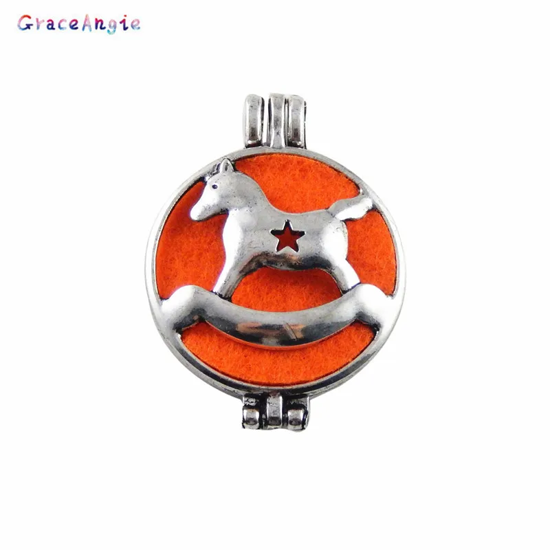 GraceAngie 1PC Carousel New Design Charms Punk Essential Oil Perfume Diffuser Necklace Pendant Jewelry Accessory DIY Kids Crafts