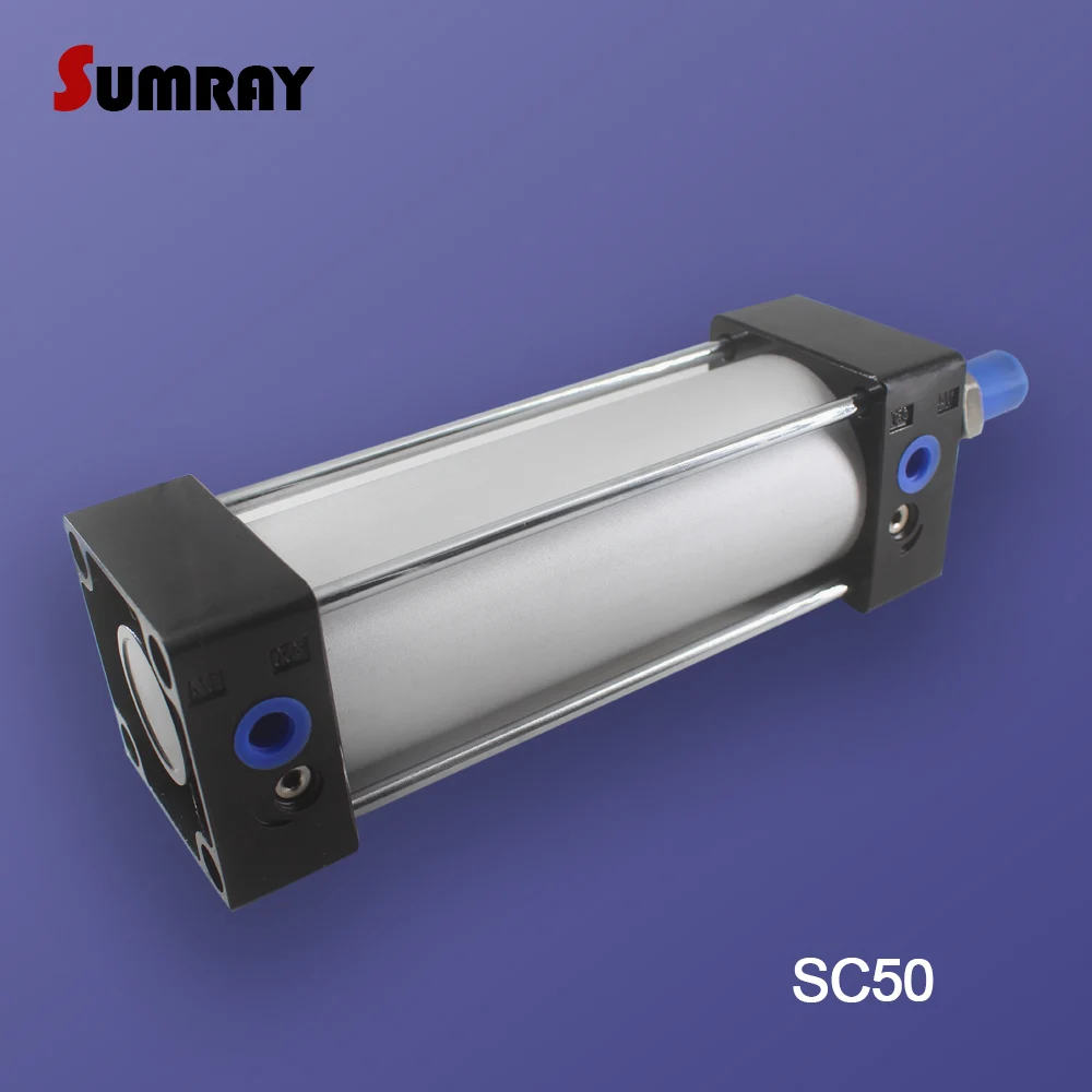 SUMRAY Pneumatic Cylinder SC Type 50mm Bore 25/50/75/100/125/150/175/200mm Stroke Aluminium Alloy Pneumatic Air Cylinder