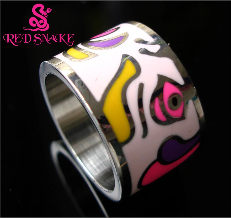 

RED SNAKE Brand Product Hot Selling Fashion Ring Width Titanium Steel Enamel Jewelry Rings-ER0010