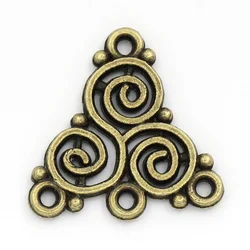 Doreen Box Lovely Connectors Findings Triangle Antique Bronze Spiral Pattern 20x19.5mm,50PCs (K02113)