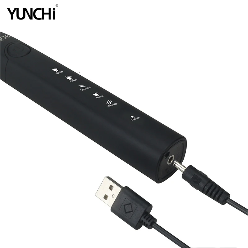 Yunchi elektrische Zahnbürste Ultraschall austauschbare Bürsten köpfe USB wiederauf ladbare Bleaching Zahnbürsten köpfe