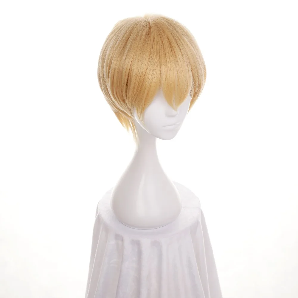 Ccutoo 30cm luz dourada curta reta cabelo sintético yamanbagirikunihiro perucas para festa de halloween cosplay traje perucas