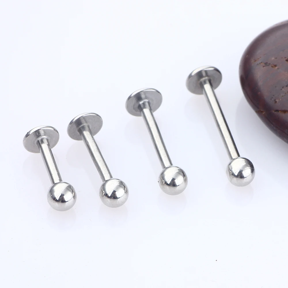 TIANCIFBYJS Stainless Steel Wholesale Labret Ring Mix 6-12mm 100pcs Labret Rings Lip Bar Barbell With Ball Body Jewelry Piercing