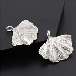 3pcs  Silver Color Color Ginkgo Biloba Leaf Charms  Jewelry Finding DIY Handmade Craft A212