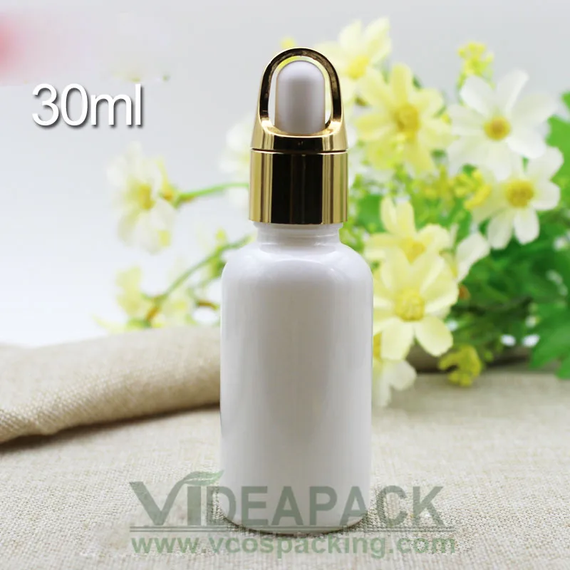 

50pcs 30ml Glass dropper empty bottle / pearl white Essential oil bottle / hyaluronic acid essence glass container