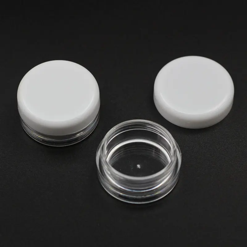 

100pcs/Lot 3g Clear Plastic Cream Jar With White Lid Empty Cosmetic Container PS Sample Jar Facial Cream Jars Makeup Mini Bottle