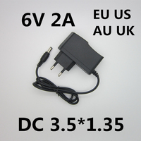 Best quality AC/DC Adapter DC 6V 2A 2000MA AC 100-240V Converter Adapter 6 V Volt Charger Power Supply EU Plug DC 3.5*1.35mm