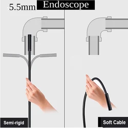 5.5MM 렌즈 1M/1.5M/2M/5M 하드 케이블 안드로이드 USB 내시경 카메라, Led 라이트 내시경 카메라, PC 안드로이드 폰용