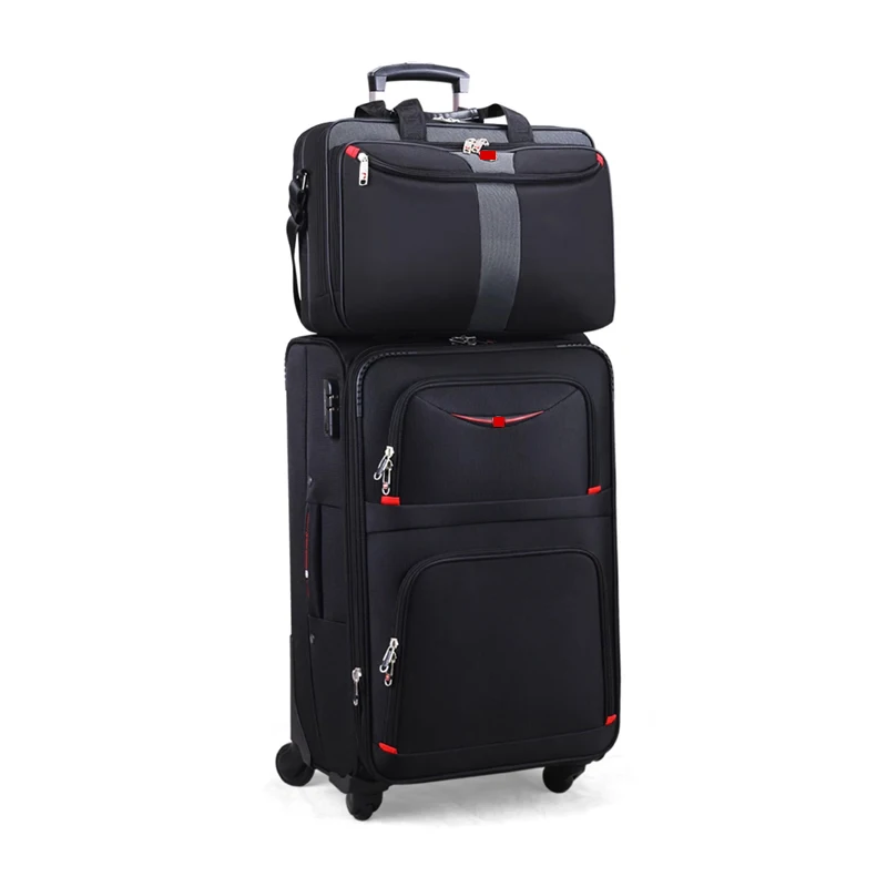 Hot! Nieuwe Zwitserse Merk Business Rolling Bagage Set Met Handtas Universele Wiel Doek Doos Mannen Mode Koffer Trolley Reistas