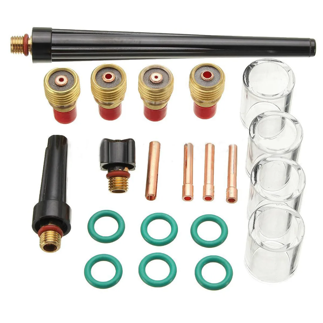 21 pçs/set nova tocha de soldagem tig gás lente #10 vidro pyrex copo kit para WP-9/20/25 série ferramenta acessórios